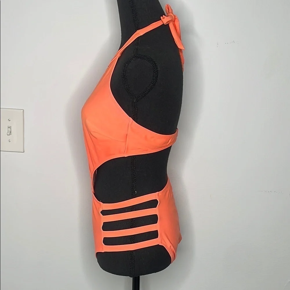 Orange Halter Neck Women's Swimsuit